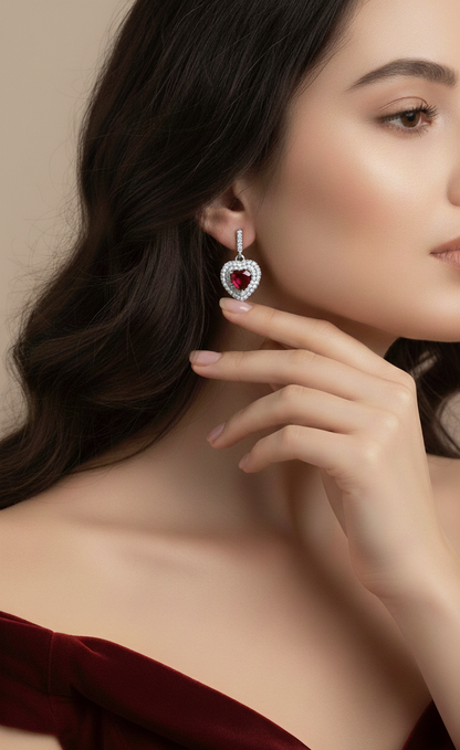 Ruby Heart Pendant Set